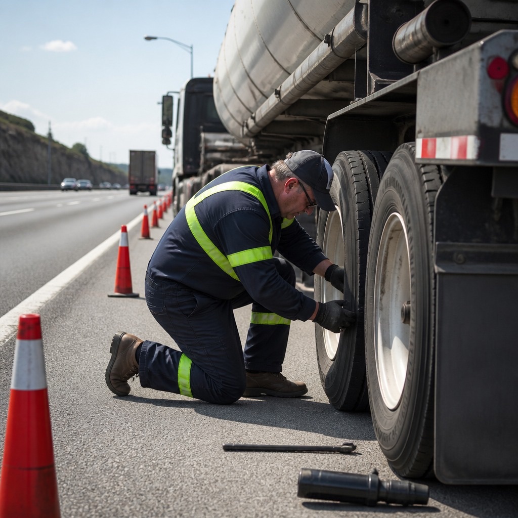 Semi truck roadside repair