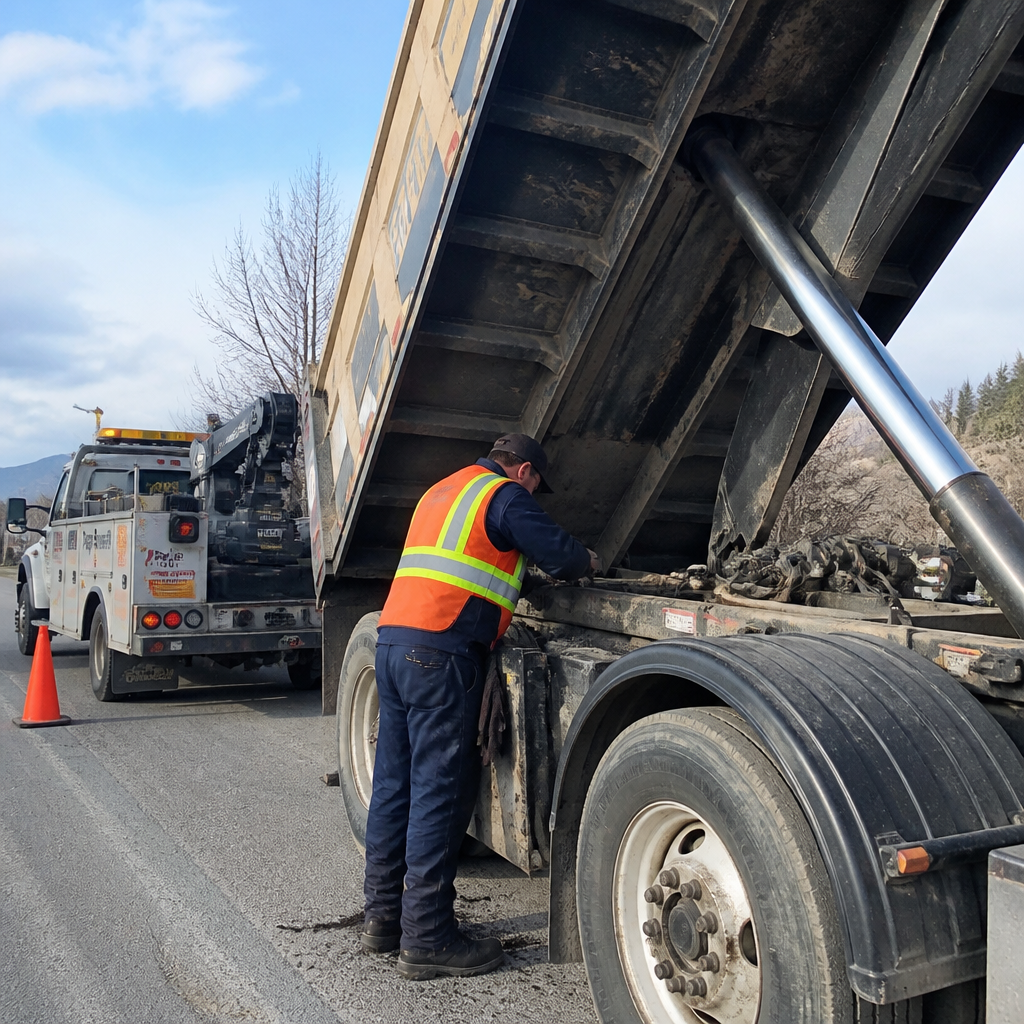 Dump truck roadside repair